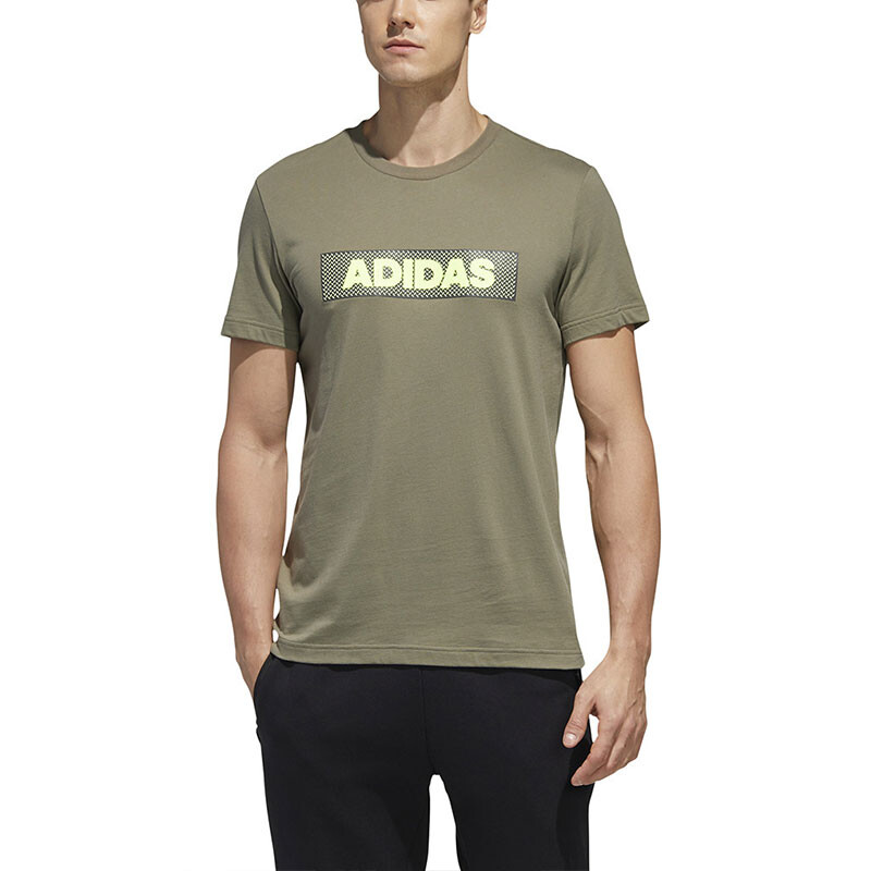 Футболка мужская коричневая/зеленая Adidas, коричневый/зеленый — фото 3