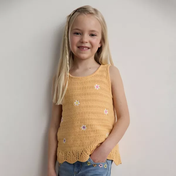 

Майка-свитер смешанной вязки для девочек 4-12 лет Jumping Beans, цвет placed daisy orange