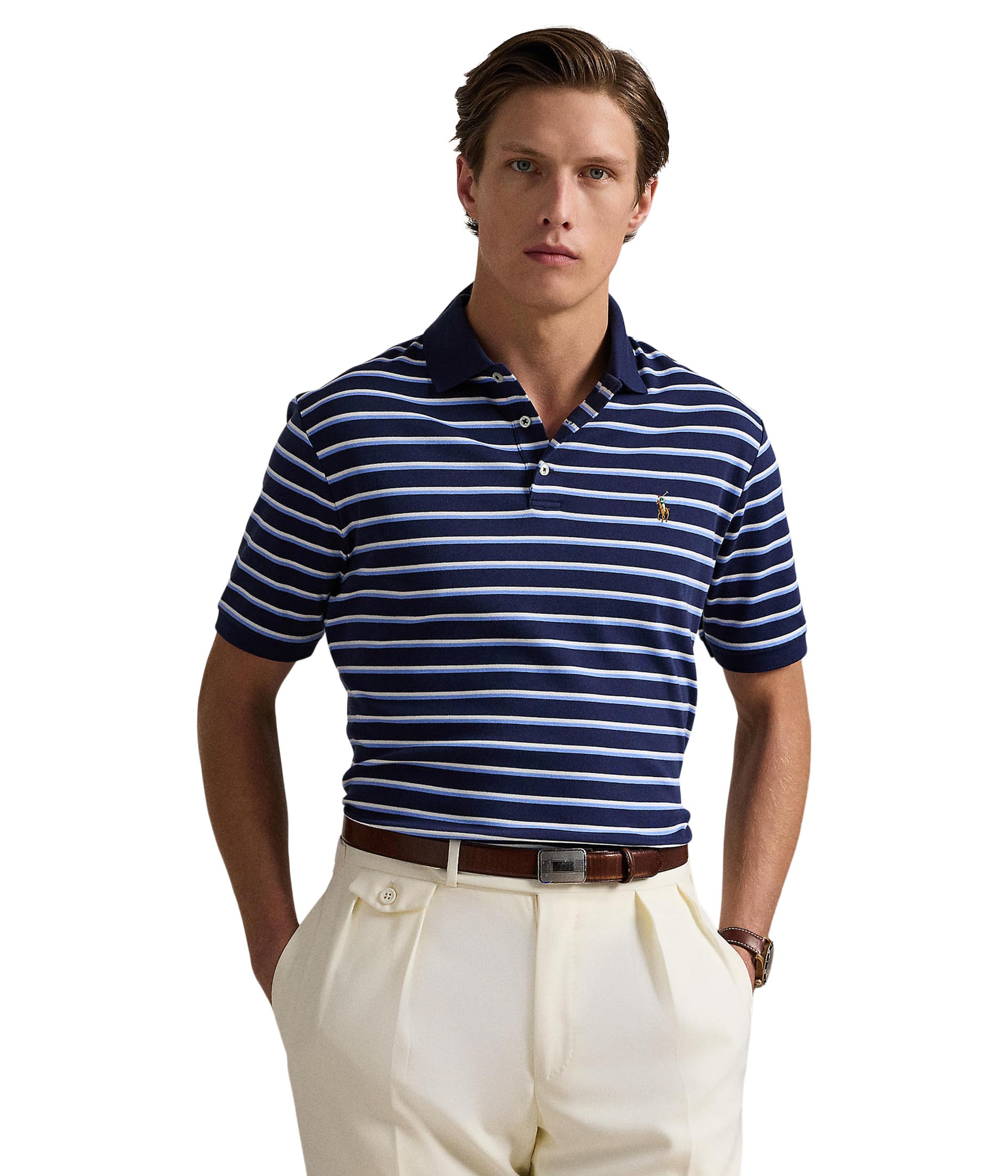 

Поло Polo Ralph Lauren Classic Fit Striped Soft Cotton Polo, цвет Refined Navy Multi