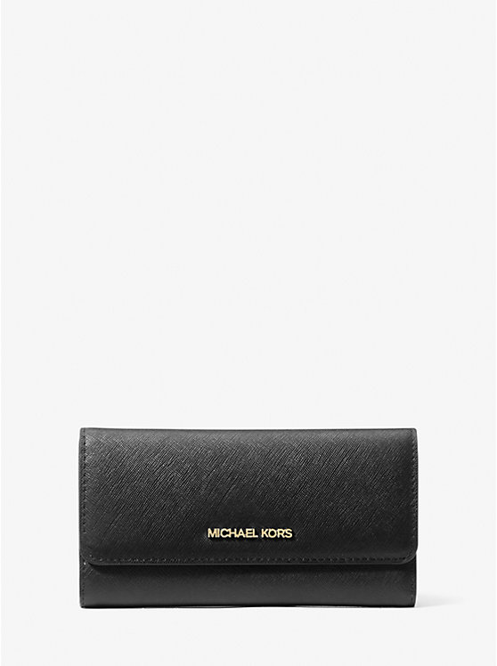 

Кошелек Jet set travel из кожи с перекрестной текстурой, тройного сложения Michael Kors, черный