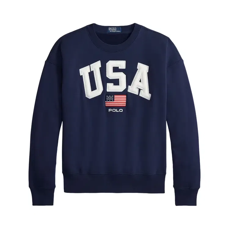 Толстовка с длинными рукавами и круглым вырезом из спортивного флиса Polo Ralph Lauren, синий