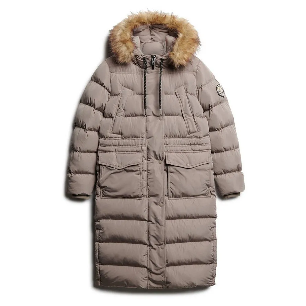 

Куртка Superdry Everest Faux Fur Longline, бежевый