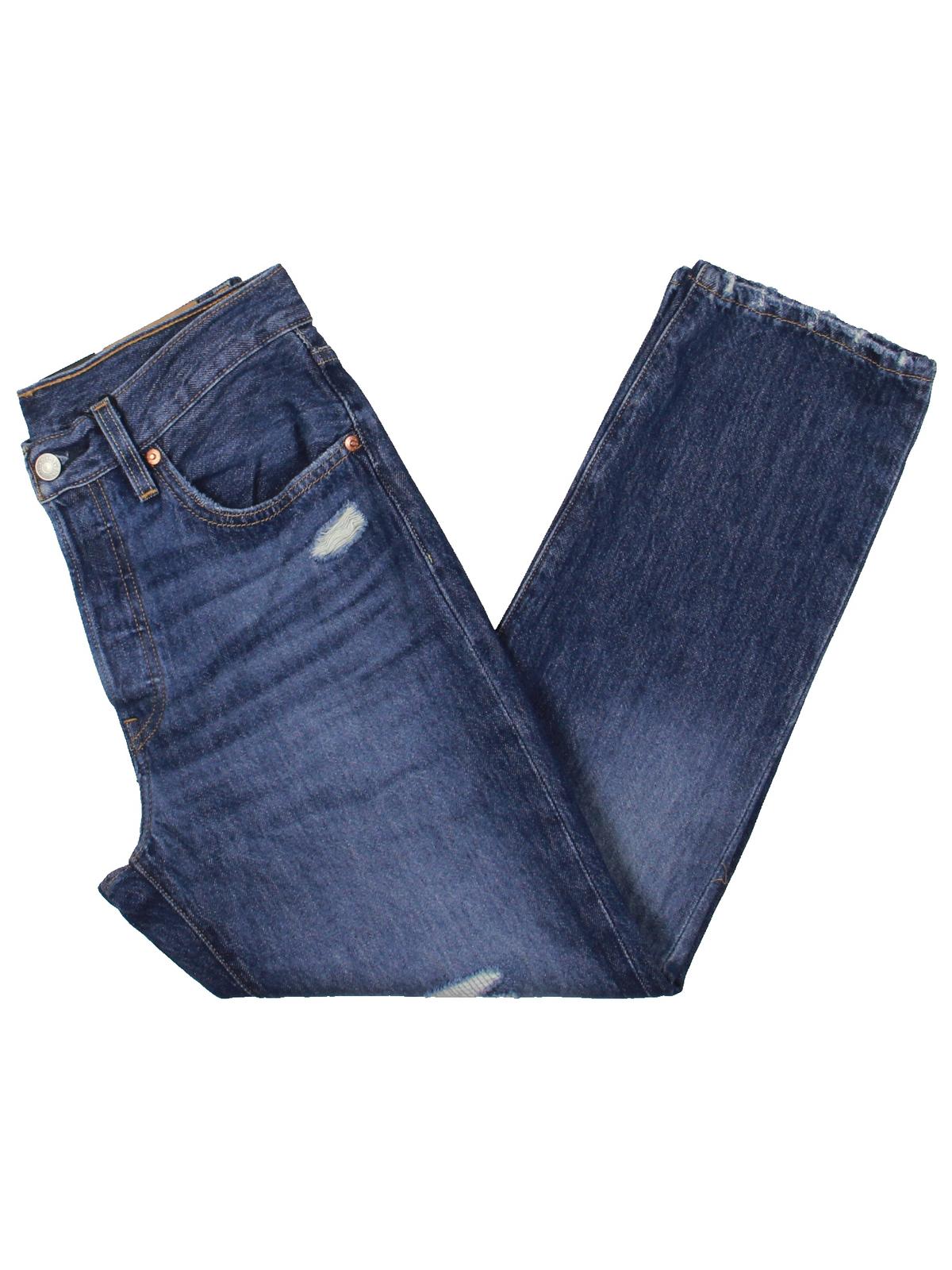

501 Женские джинсы средней потертости из денима, укороченные Levi's, синий
