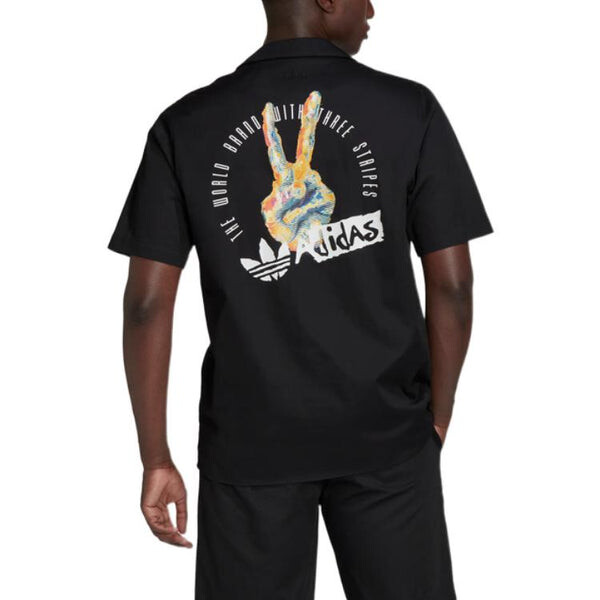 Рубашка adidas originals Solid Color Logo Sports Short Sleeve Shirt Black, мультиколор — фото 3