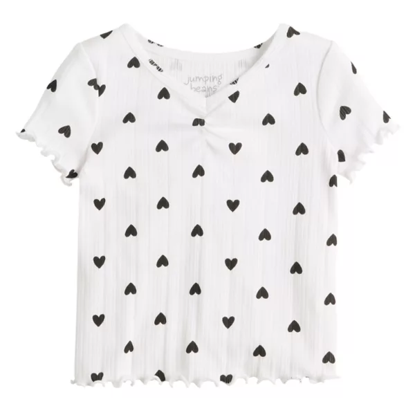 

Футболка с ребристым воротником для малышей и девочек Jumping Beans, цвет heart print white