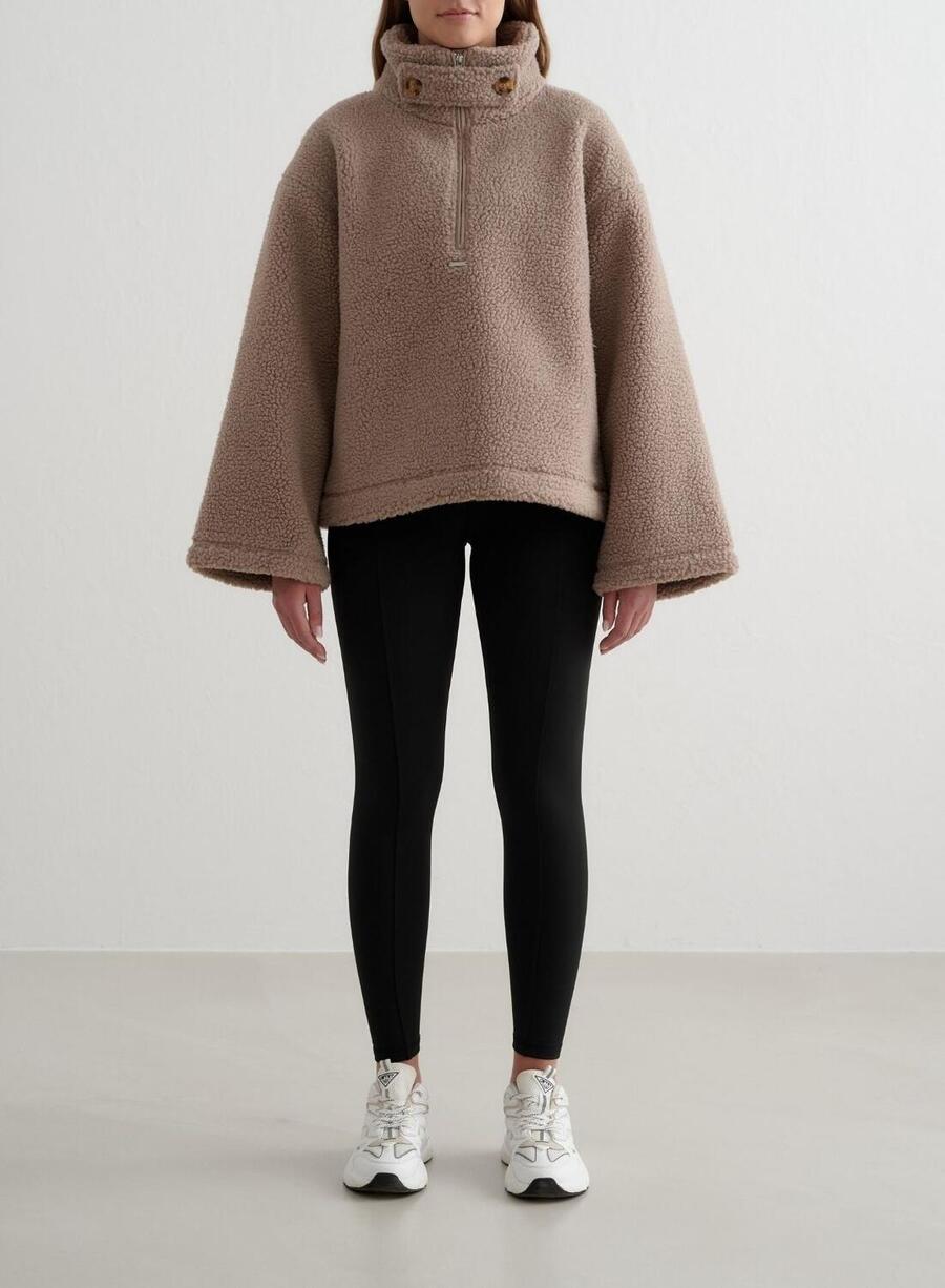 

AIM'N Женская ворсовая куртка с рукавами А-силуэта, темно-бежевого цвета