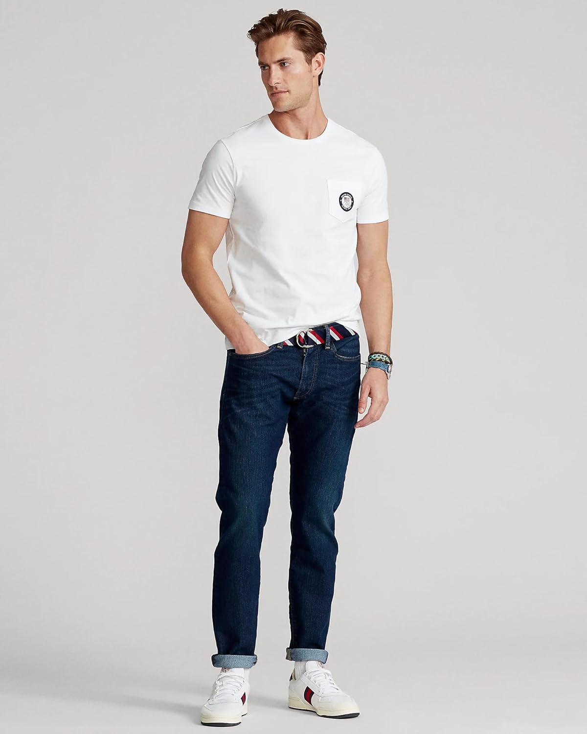 Мужская футболка с карманом от POLO RALPH LAUREN, официальный экипировщик олимпийской сборной США, White — фото 3