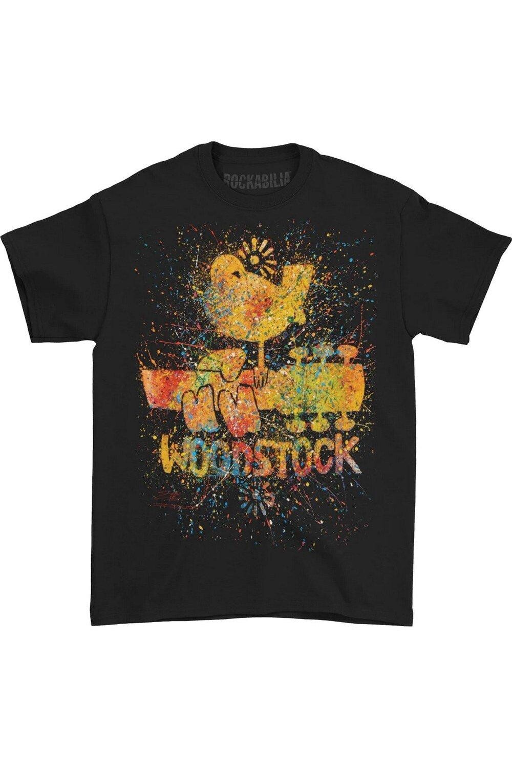 

Забрызганная футболка Woodstock, черный