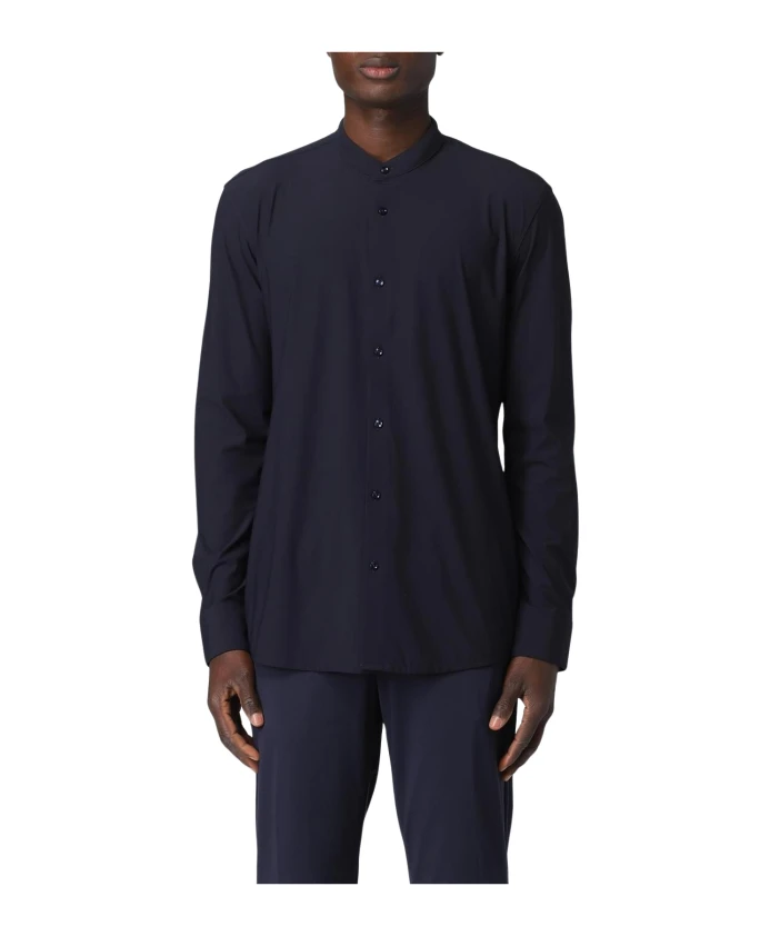 

Классическая синяя рубашка с воротником-стойкой. Hugo, синий