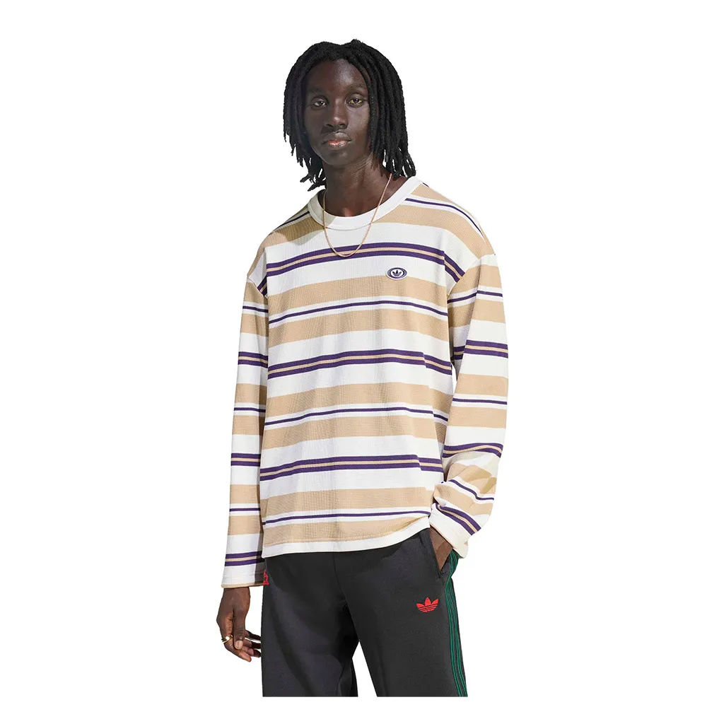 Футболка с длинным рукавом adidas Originals 90S Alternative Sport Stripe Waffle, бежевый