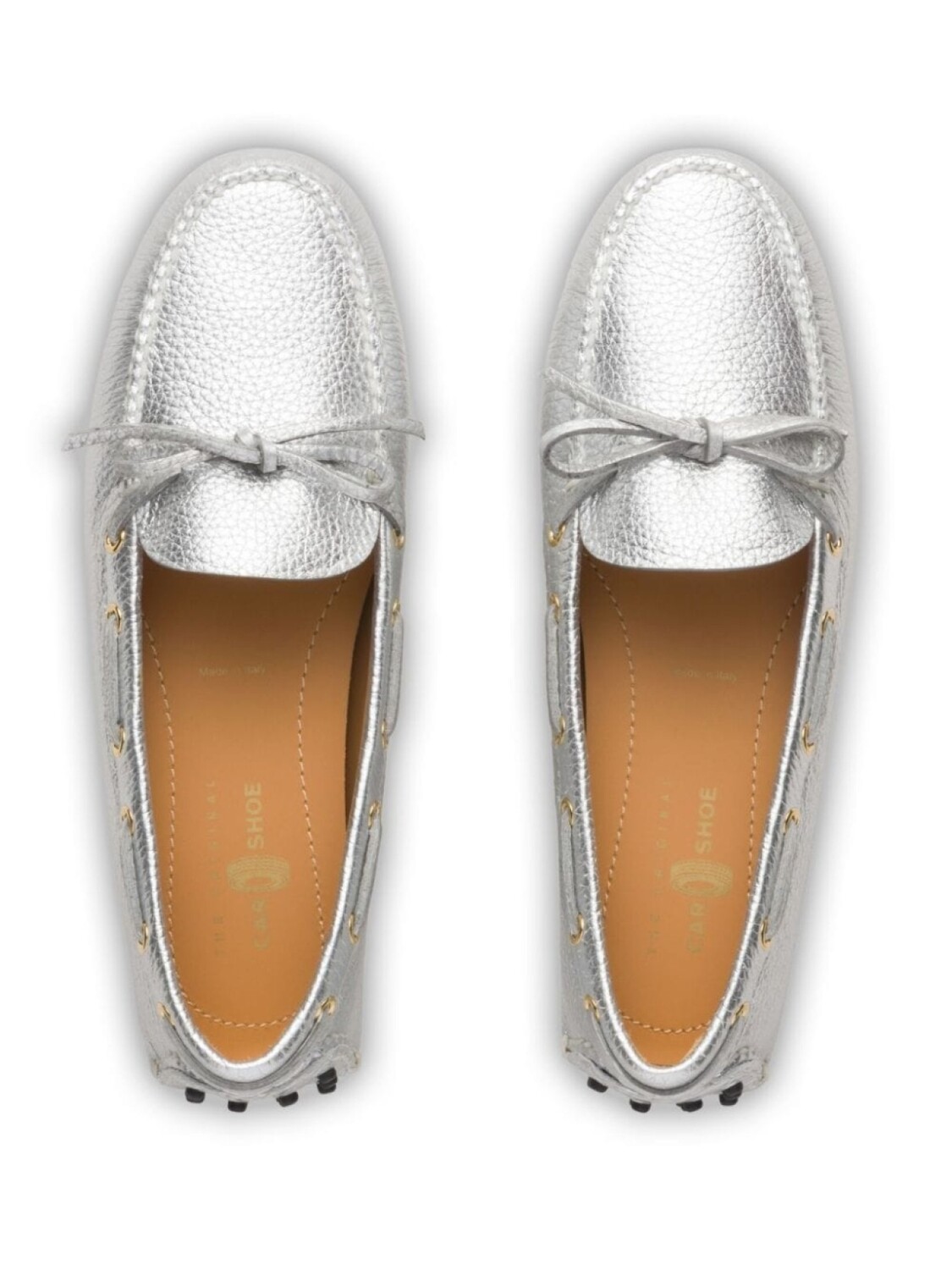 Car Shoe мокасины из зернистой кожи, серебристый — фото 4