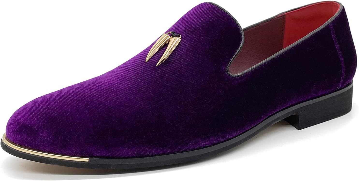 

Мужские металлические лоферы CMM Penny, бархатные мокасины без застежек, повседневные туфли больших размеров, размер 6-13, фиолетовый