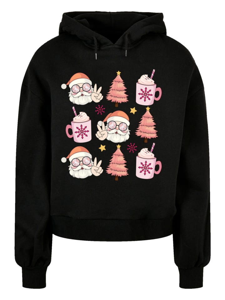 

Пуловер F4NT4STIC Oversized Hoody Hippie Santa Weihnachten Tree Cocoa, черный