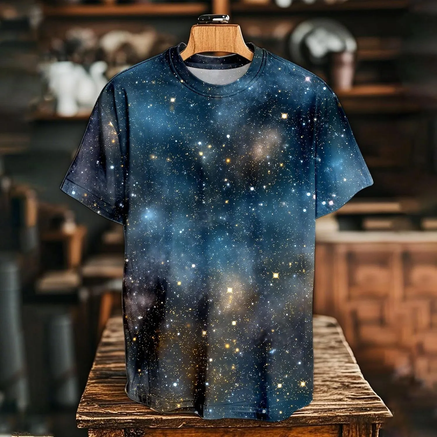 Мужская футболка Casual Starry, мягкая, эластичная, свободного кроя, с коротким рукавом, размеры S–5XL — фото 4