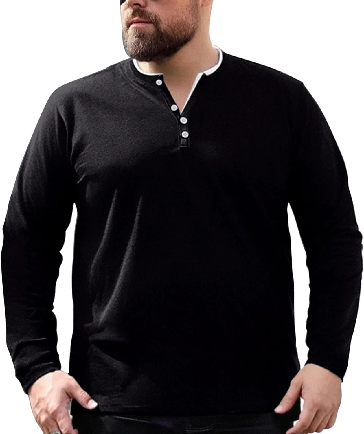 

Мужская футболка-поло Plus Size с длинным рукавом, легкая, V-образный вырез QUNPIU