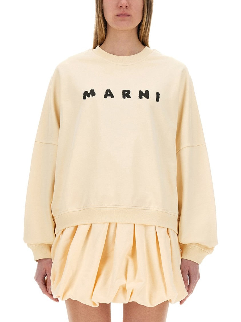 

Хлопковый свитшот с принтом Marni, Neutrals