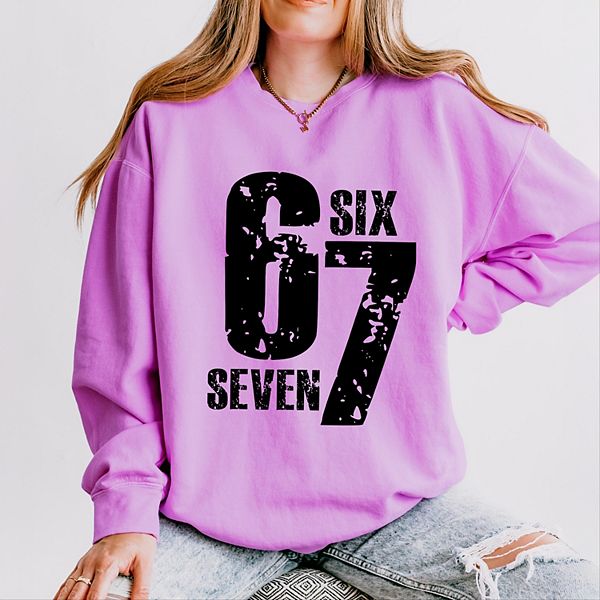 

Six seven distressed - женский легкий свитшот с эффектом поношенности Simply Sage Market, Neon Violet, Зеленый, Six seven distressed - женский легкий свитшот с эффектом поношенности Simply Sage Market, Neon Violet