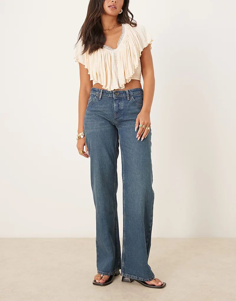 

Джинсы бойфренда Free People Tenessee с низкой посадкой, средне-синего цвета