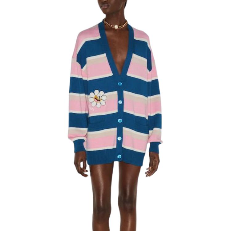 Кардиган (WMNS) Gucci Striped Cotton Wool Cardigan With Patch 'Multicolor' 782216-XKDZ1-4915, розовый — фото 2