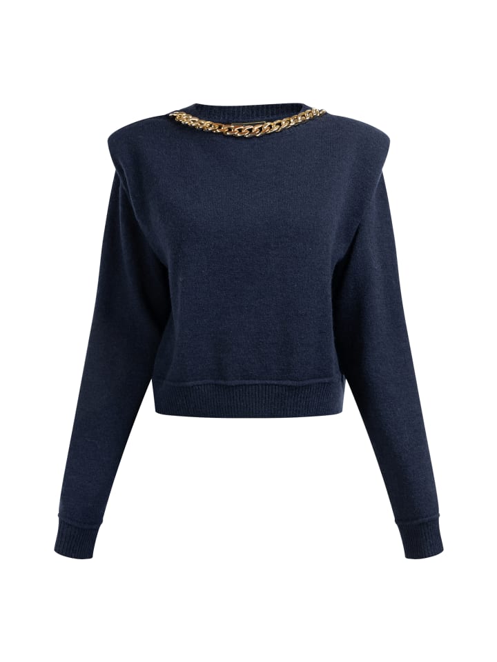 

Женский вязаный свитер темно-синего цвета faina