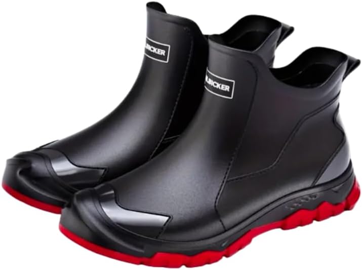 

Мужские водонепроницаемые садовые легкие резиновые дождевые сапоги, противоскользящие удобные ботинки до щиколотки, уличная рабочая обувь Hchctry, красный