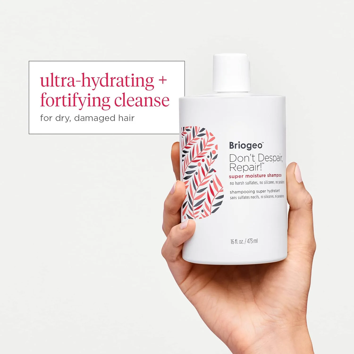 Briogeo Don't Despair, Repair! увлажняющий шампунь с аргановым маслом для сухих и поврежденных волос, без сульфатов, веганский 473 мл (1 шт.) — фото 4