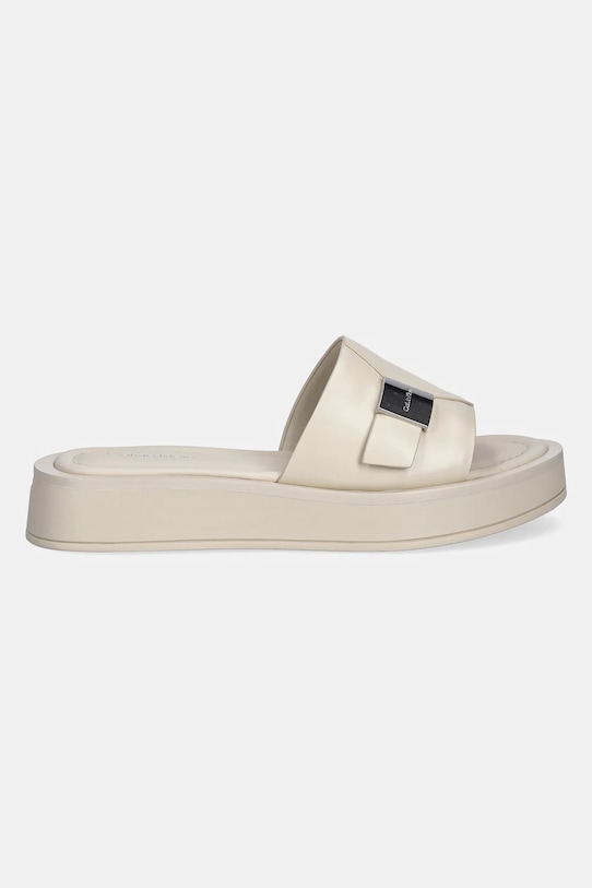 Кожаные шлепанцы FLATFORM SLIDE W/CK HW - LTH Calvin Klein, бежевый — фото 2