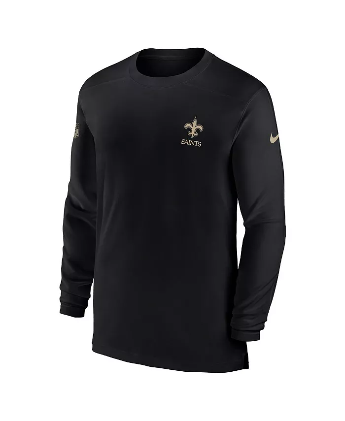 Мужская черная футболка New Orleans Saints Sideline Coach Performance с длинным рукавом Nike — фото 2