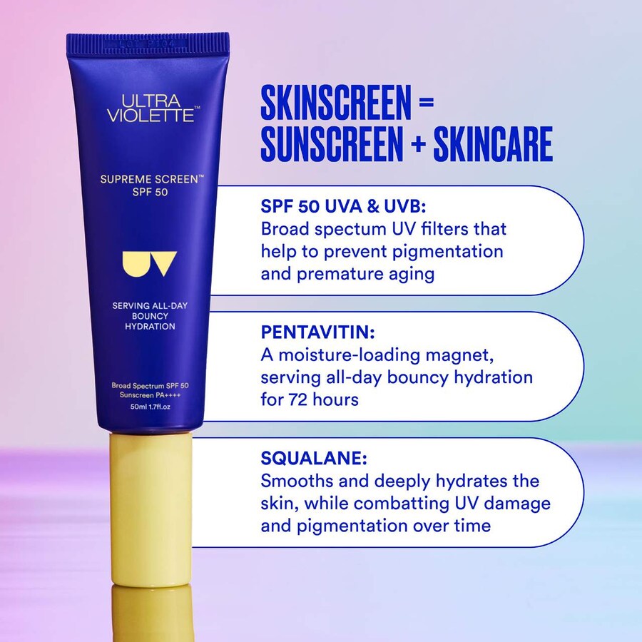 Увлажняющий солнцезащитный крем и праймер для лица Supreme Screen SPF 50 Ultra Violette, 1.76 oz /50 mL — фото 4