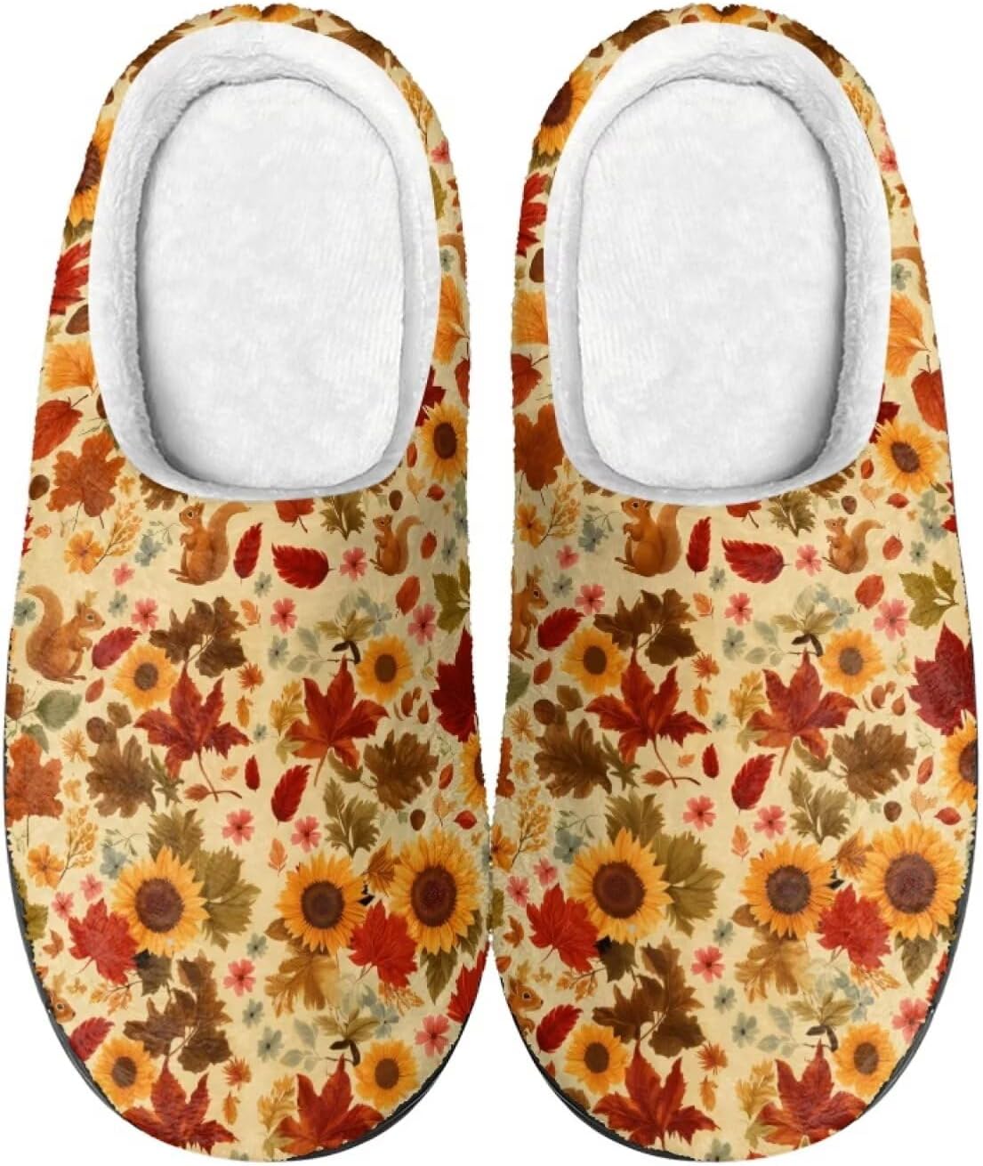 

Уютные тапочки, мягкие и удобные, с нескользящей подошвой, для женщин и мужчин, домашняя обувь, обувь для спальни Cadowhimsy, Sunflower Leaf Squirrel