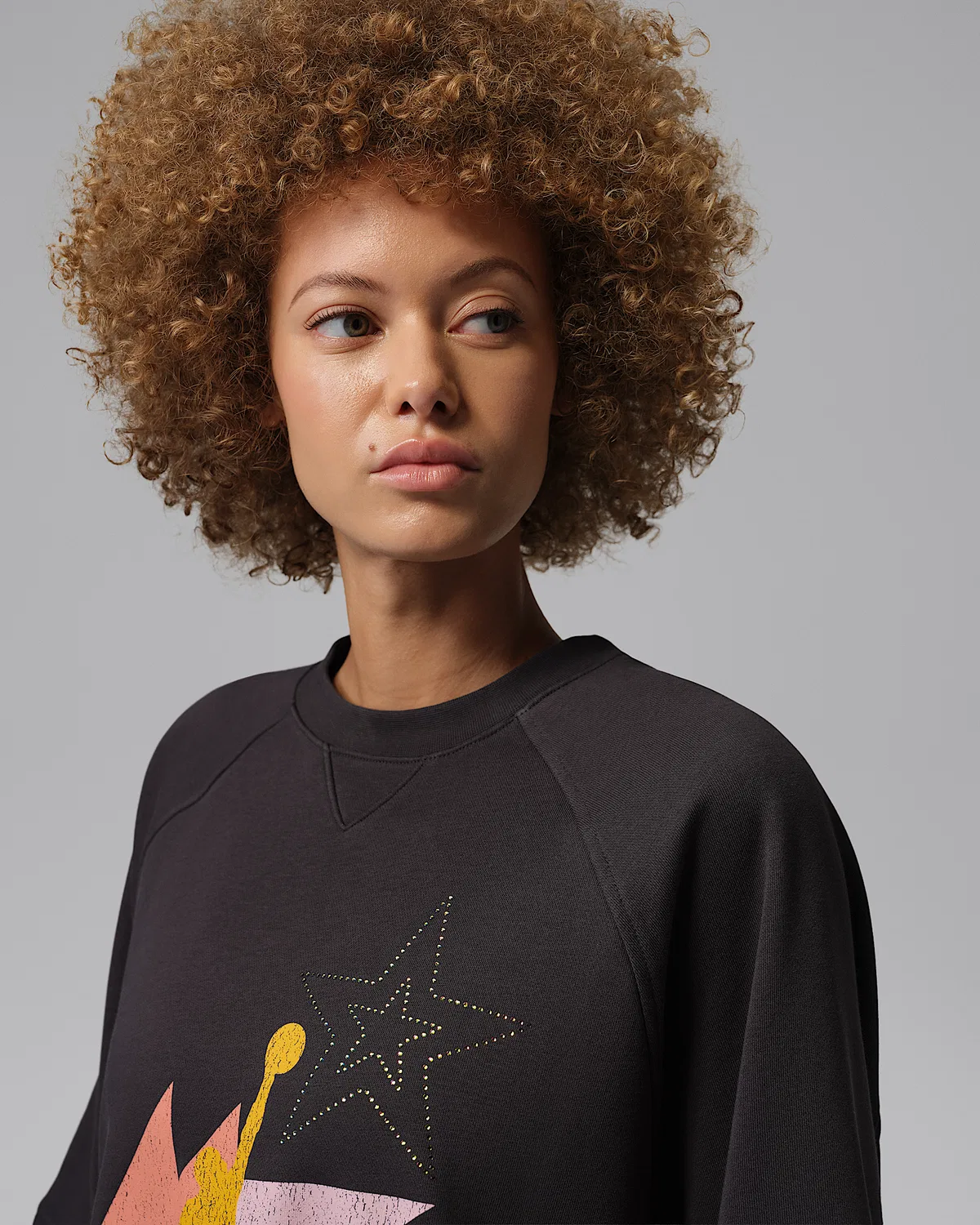 Женская футболка с коротким рукавом из французского футера Jordan Brooklyn Fleece, Off Noir — фото 3