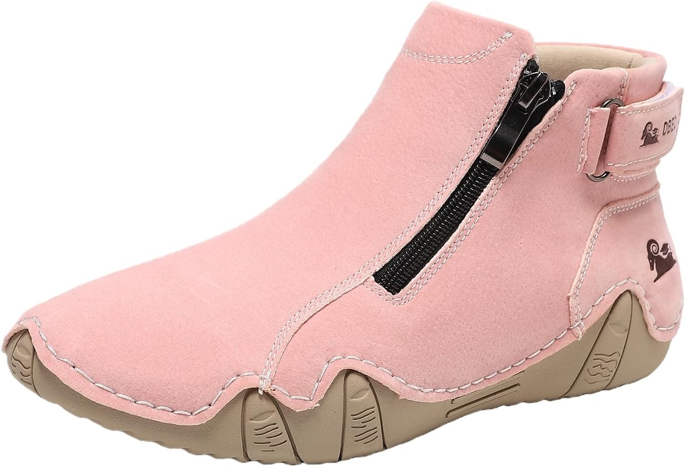 

Женские и мужские повседневные модные кожаные кроссовки, противоскользящие, для вождения и ходьбы, высокие ботинки чукка, из натуральной кожи, без шнурков, легкие спортивные туфли, обувь для ходьбы и вождения, походов и кемпинга Toumov, розовый