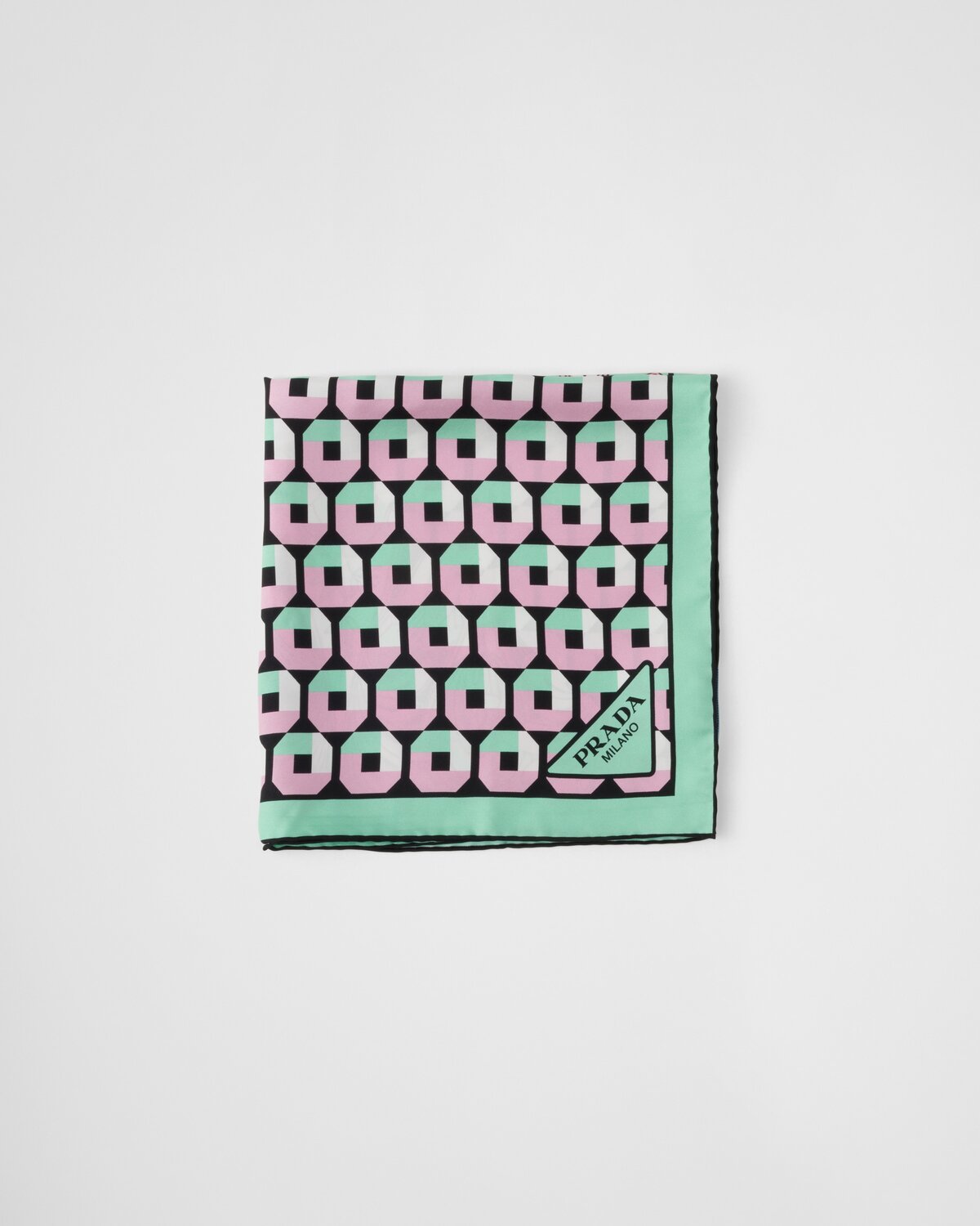 

Платок из принтованного шелкового твила 55x55 Prada, зеленый