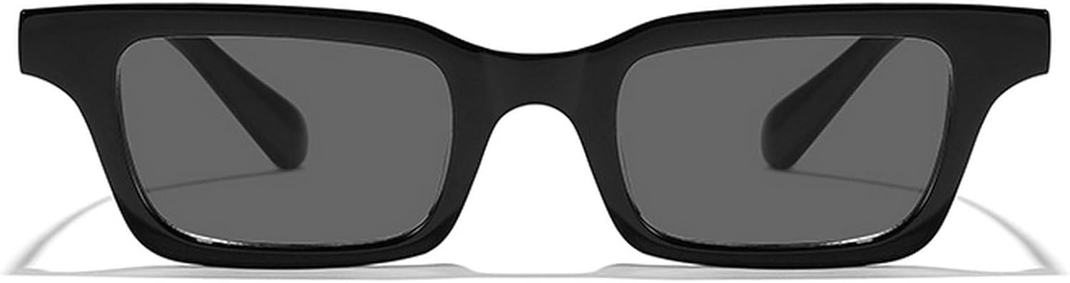 

Солнцезащитные очки в стиле ретро прямоугольной оправы для женщин и мужчин. Модные солнцезащитные очки в узкой прямоугольной оправе с коричневым леопардовым принтом mincl, Black