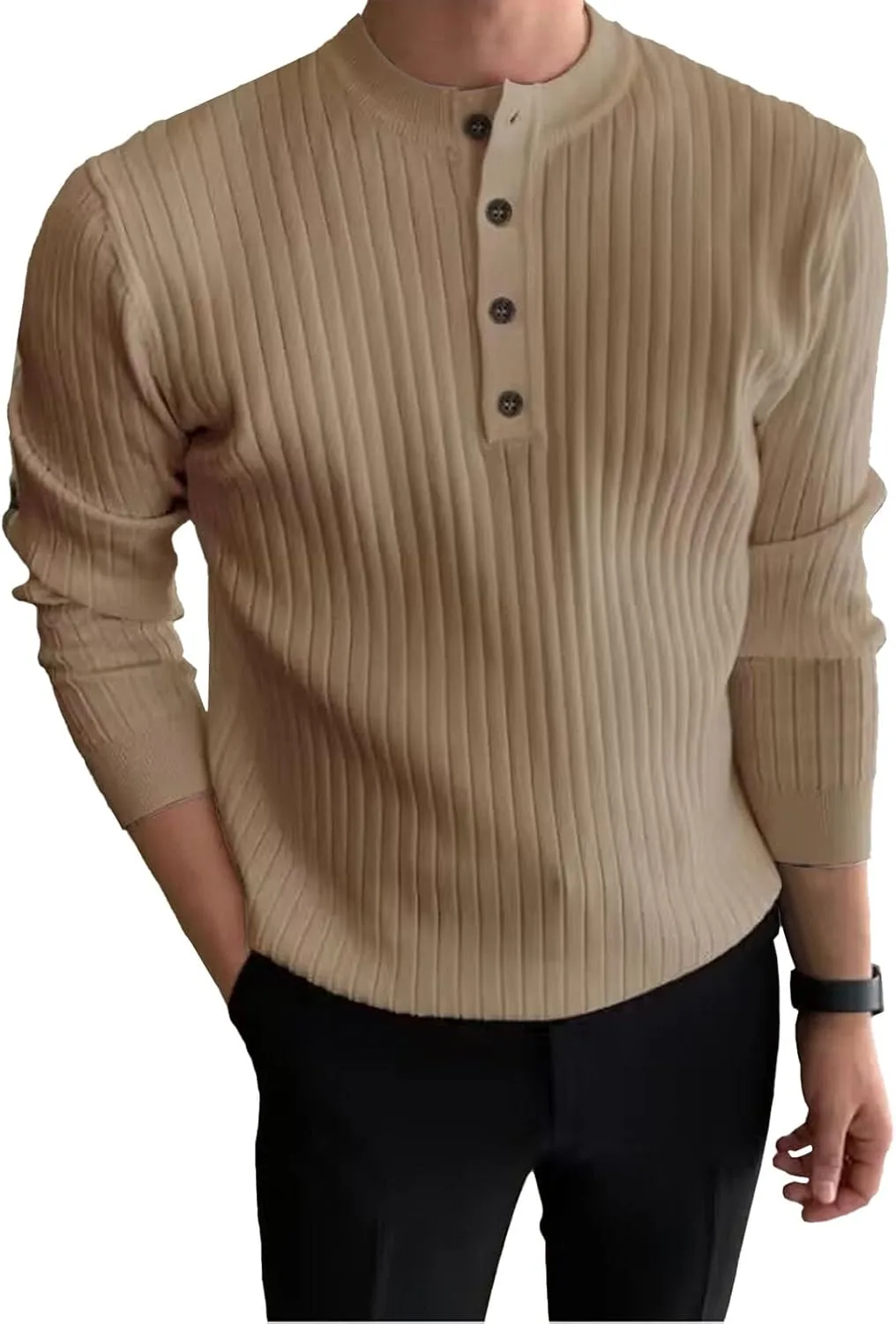 

Мужской свитер с воротником стойкой и застежкой спереди, легкий SWJGLITTR