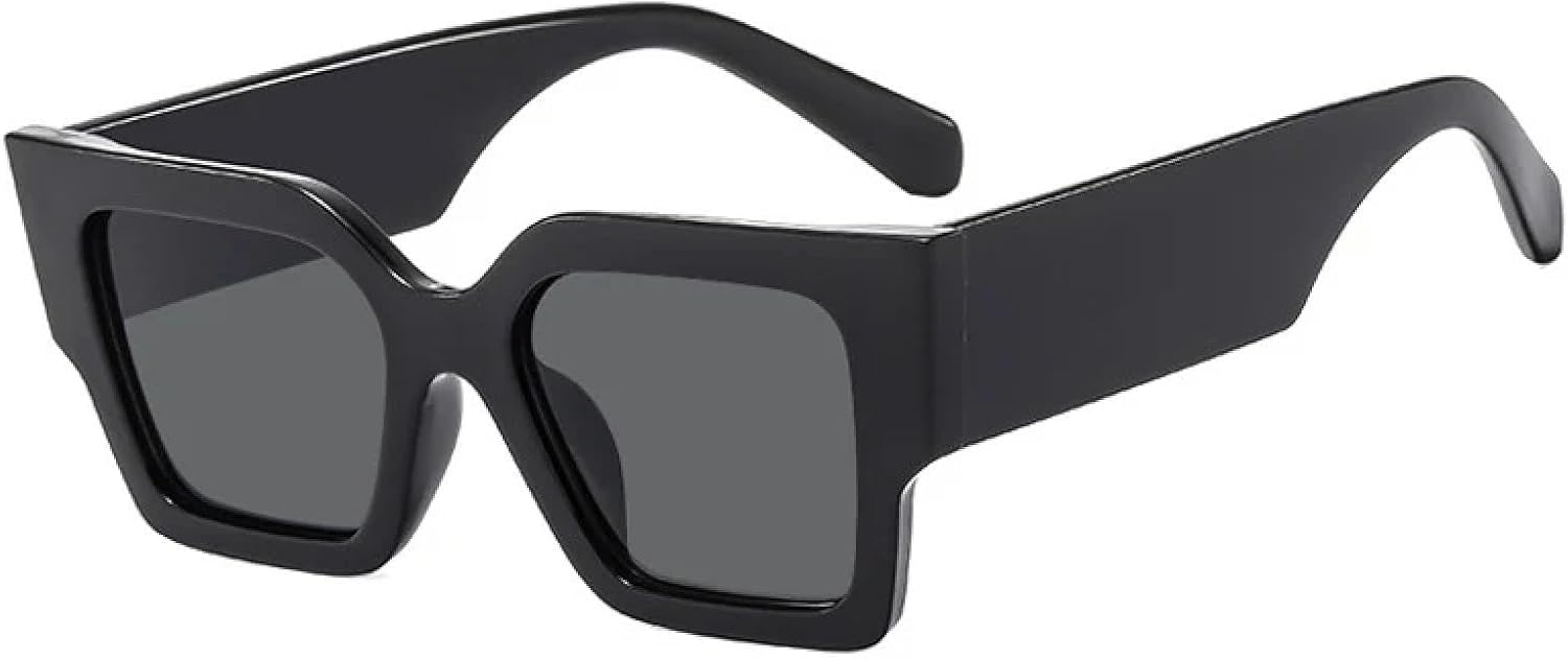 

Крупные солнцезащитные очки в толстой оправе класса люкс для женщин и мужчин, модные ретро-солнцезащитные очки для мужчин с защитой от УФ-излучения UV400 TKKTLLT, Black Gray