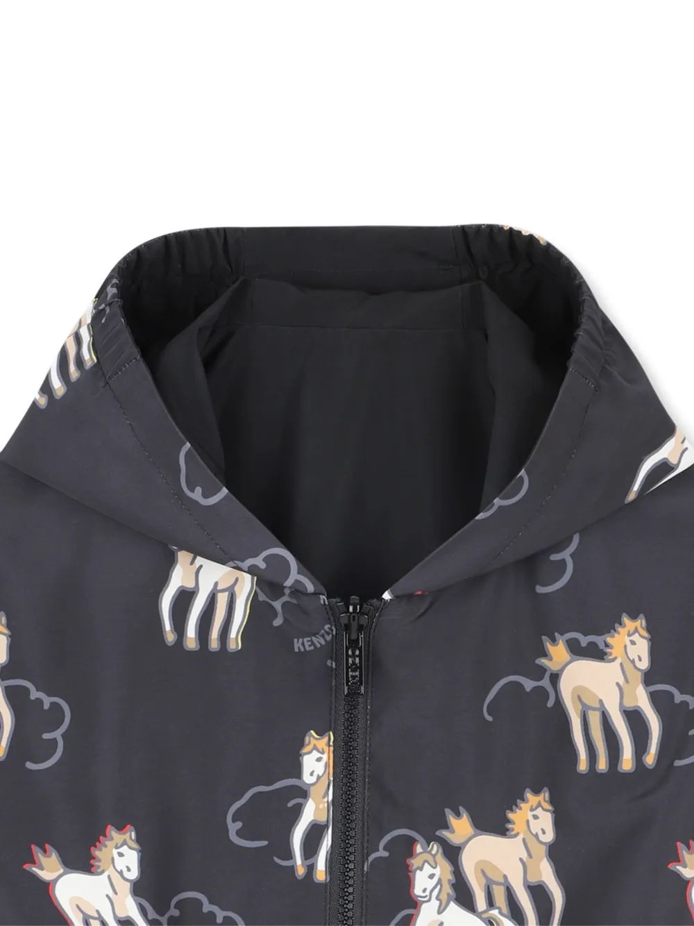 Толстовка с капюшоном и принтом лошади Kenzo Kids, черный — фото 4