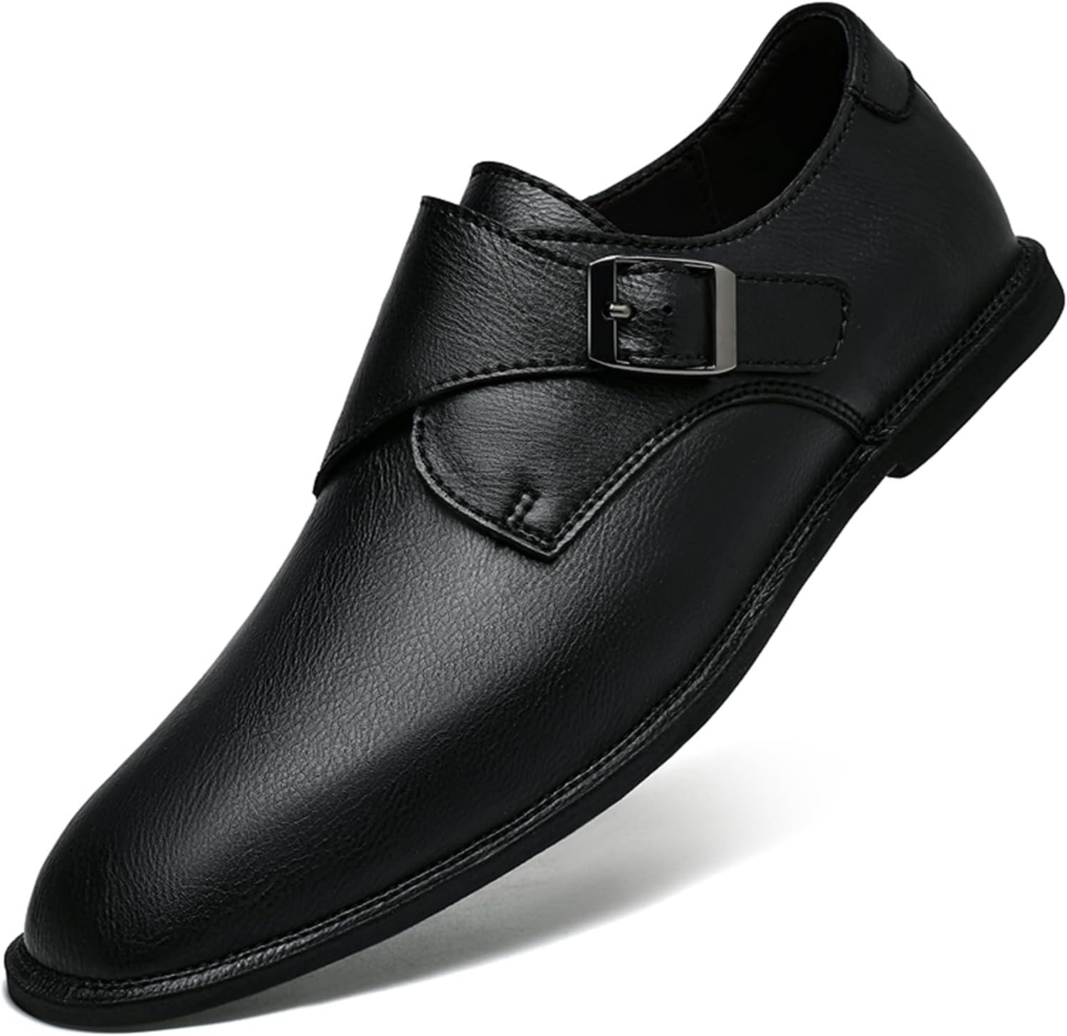 

Мужские лоферы из натуральной кожи с монк-ремнем, легкие, мягкие, с плоской подошвой, формальные туфли для работы, офиса, официальных мероприятий, ежедневного использования и деловых поездок Tixewsjh, черный