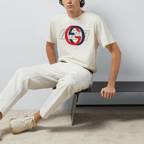 Футболка cotton jersey printed t-shirt 'white' Gucci, белый — фото 2