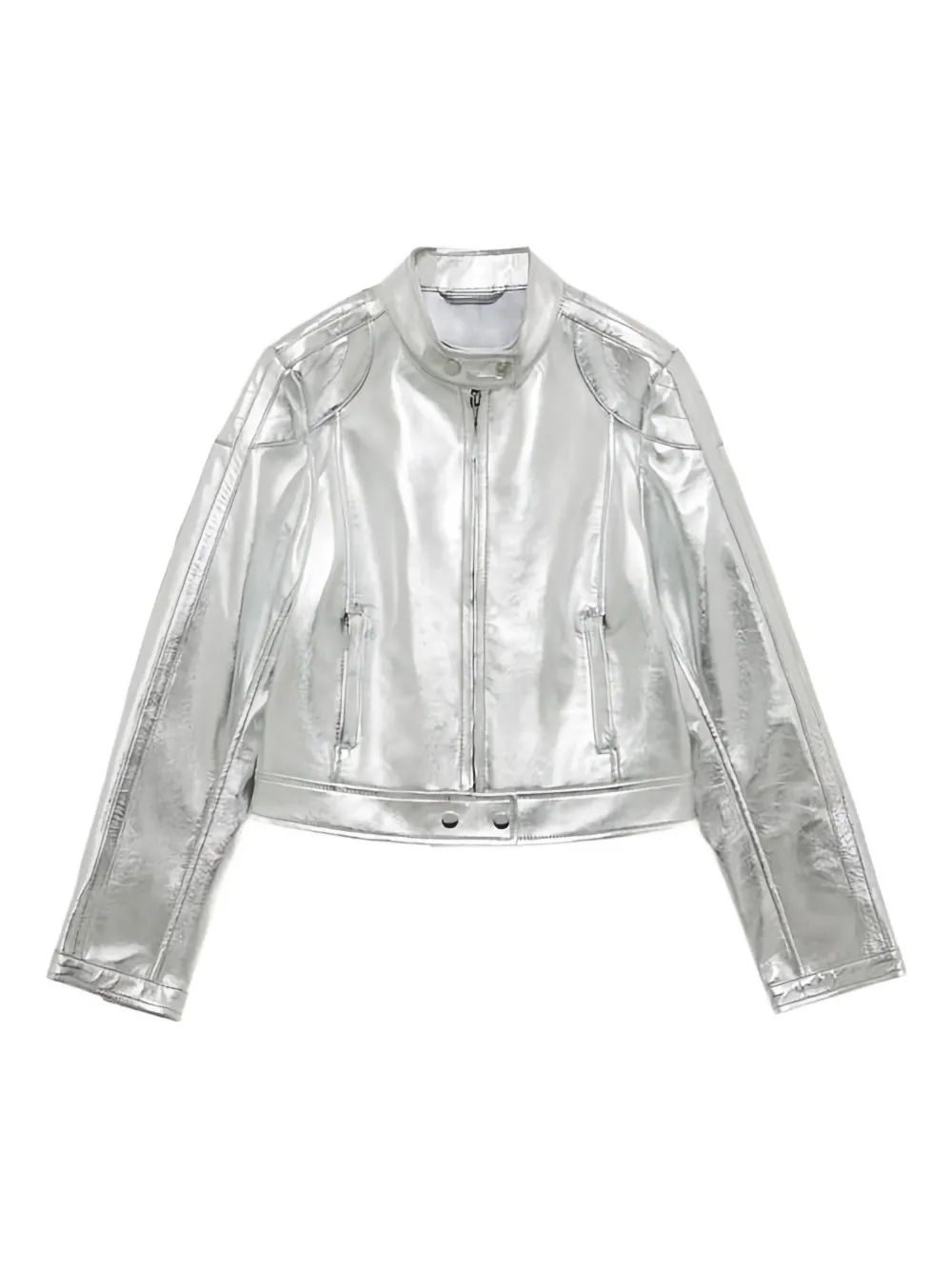 

Стеганая кожаная куртка на молнии Ermanno Firenze, серебристый