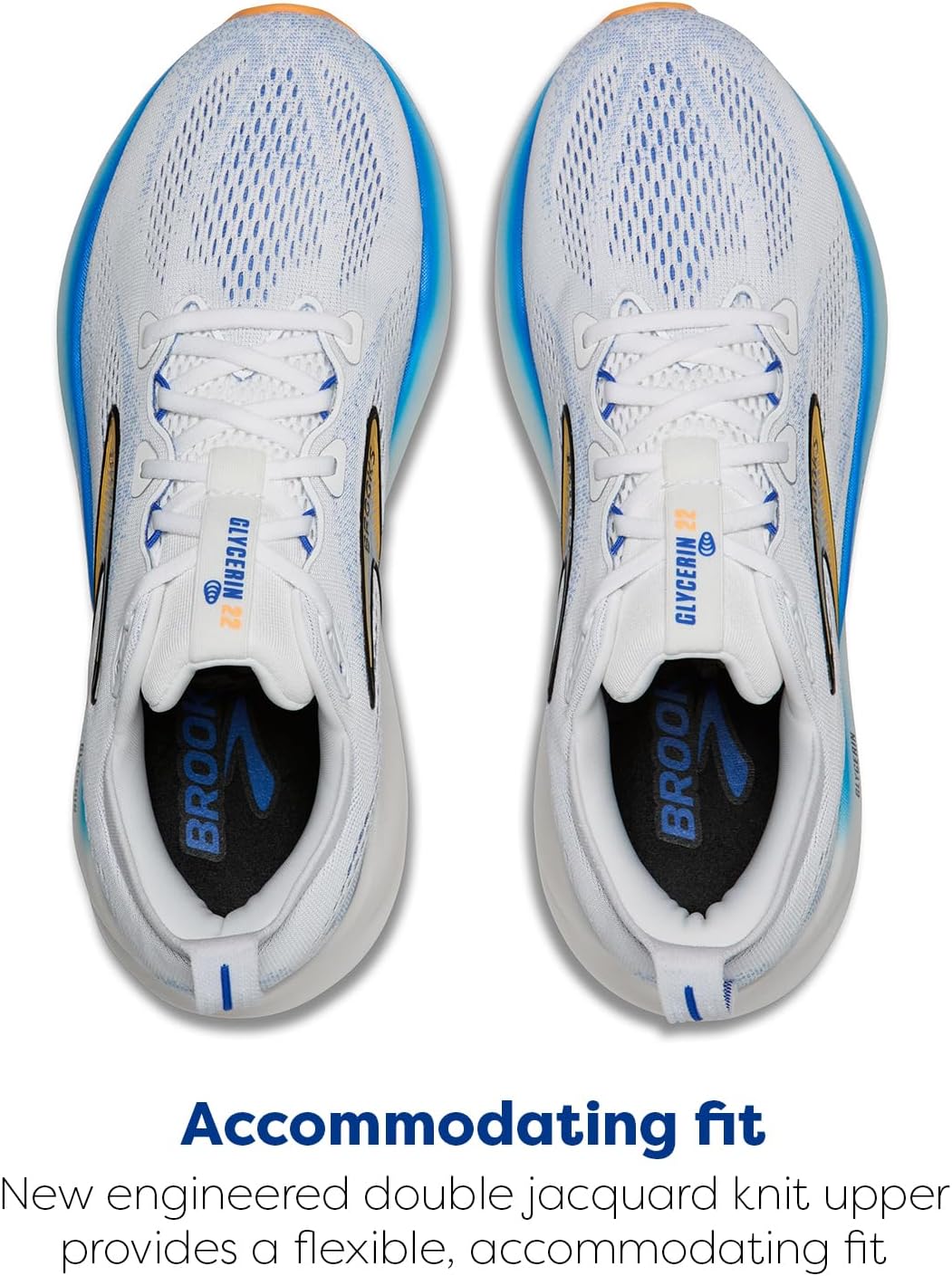 Мужские кроссовки Brooks Glycerin 22 нейтральной амортизации, белый/оранжевый — фото 4
