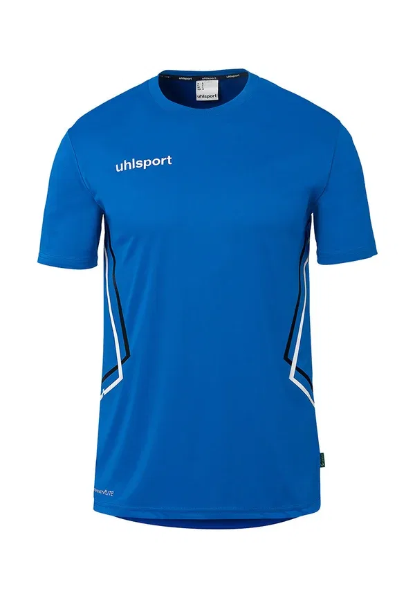 Футболка тренировочная Uhlsport Equipe 29 Kids Print T-Shirt, лазурно-бело-синяя