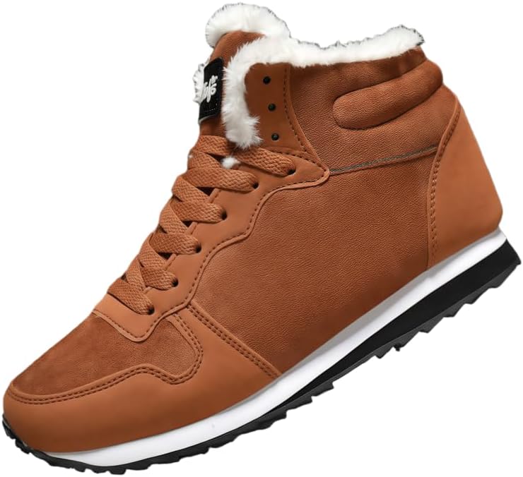 

Зимние короткие теплые ботинки - прочная подошва с высоким сцеплением, верх из ПУ и резиновая подошва, шнуровка, круглый носок, повседневные ботинки с амортизацией - темно-синие/белые для льда и снега Minlaidian