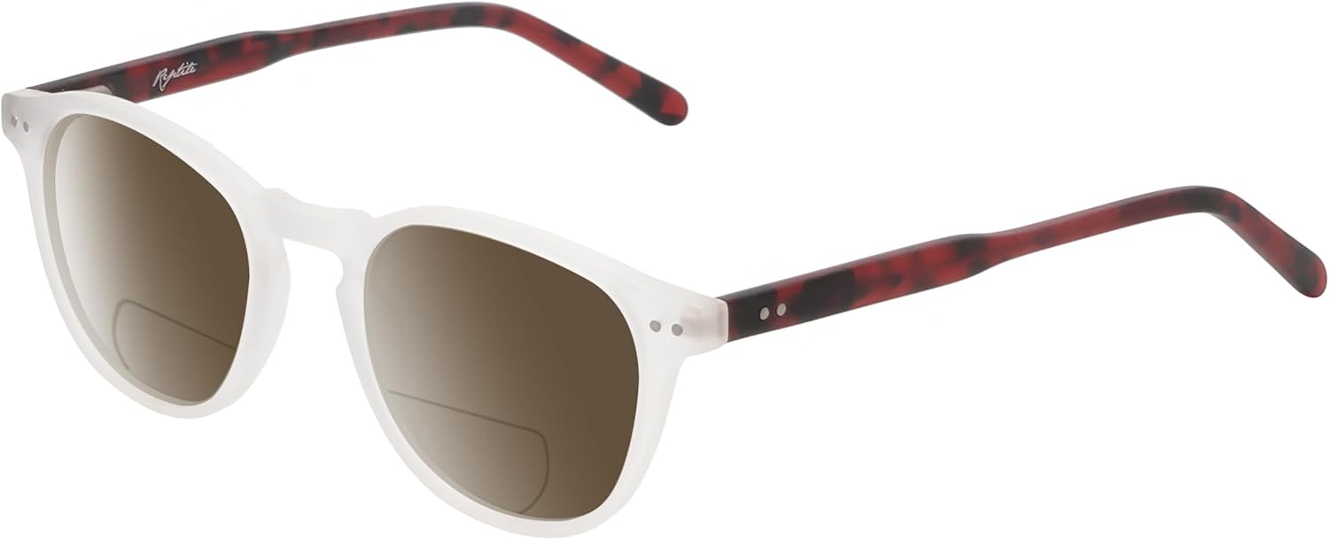 

Поляризованные бифокальные солнцезащитные очки Mata для чтения, мужские и женские, с бифокальными линзами, защитой от УФ-излучения, для спорта и вождения, тонированные Reptile, Clear Crystal Tortoise/Polarized Amber Brown