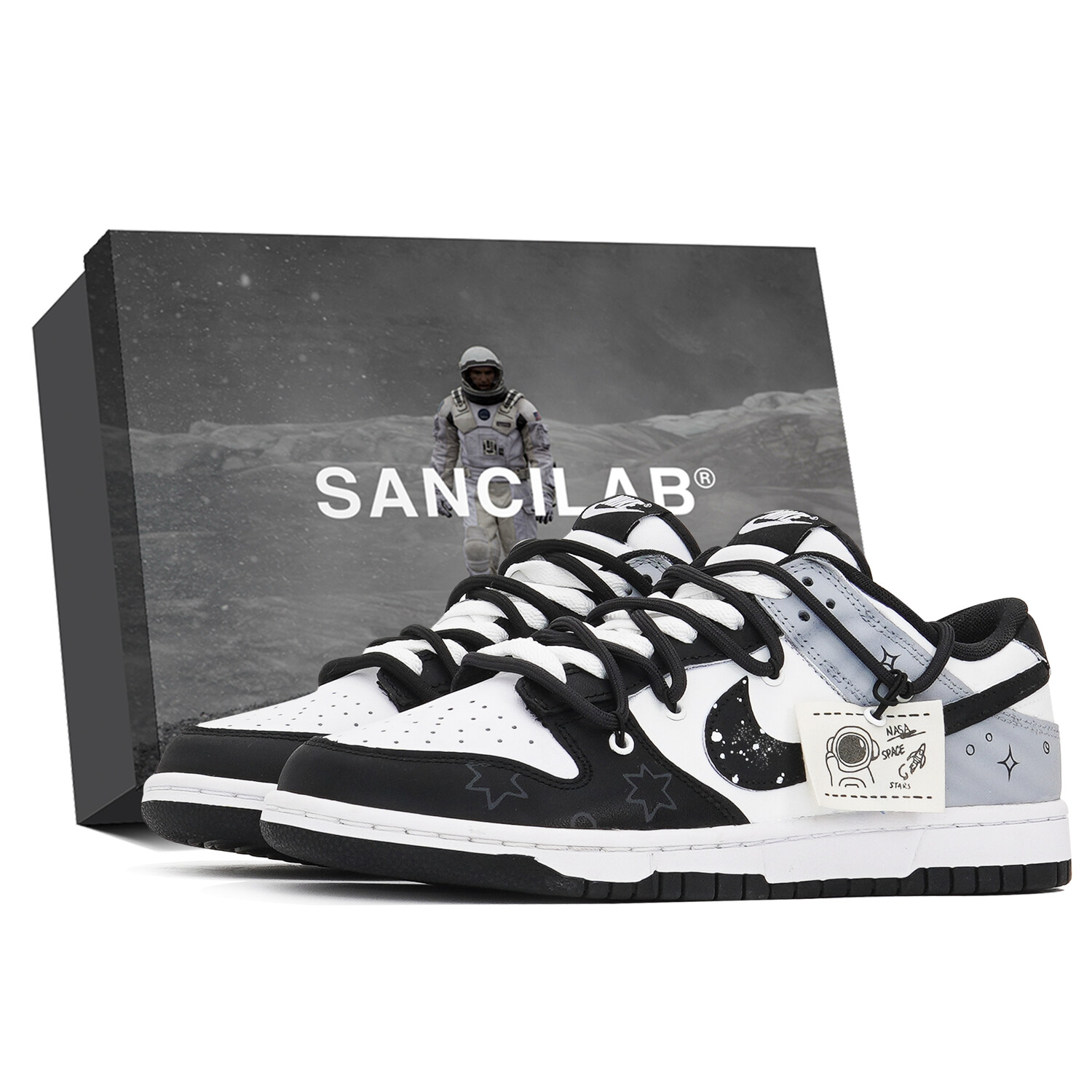 

Кроссовки Nike Dunk Skateboarding Shoes Men Low-top Black/White/Gray, черный