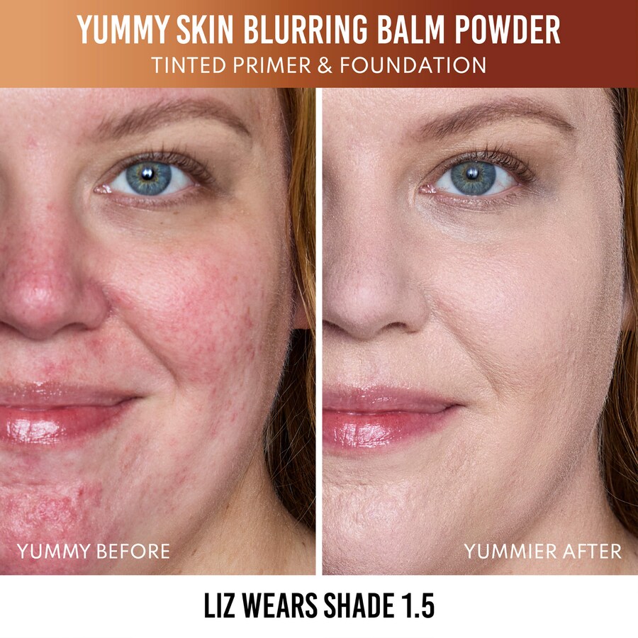Бальзам-пудра Yummy Skin Blurring Balm Powder - тонирующая основа под макияж. Danessa Myricks Beauty, 0.63 oz /18 g, 1.5 — фото 4