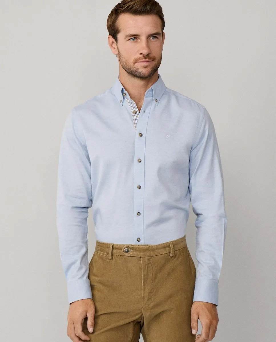 

Мужская рубашка из фланели с несколькими вставками, приталенного кроя Hackett, светло-голубой