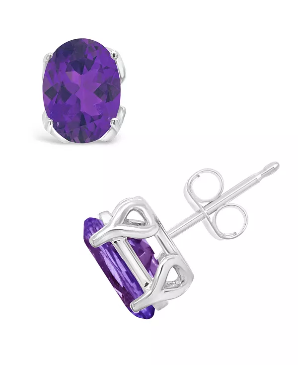 

Серьги-Гвоздики с драгоценными камнями из стерлингового серебра Macy'S, amethyst