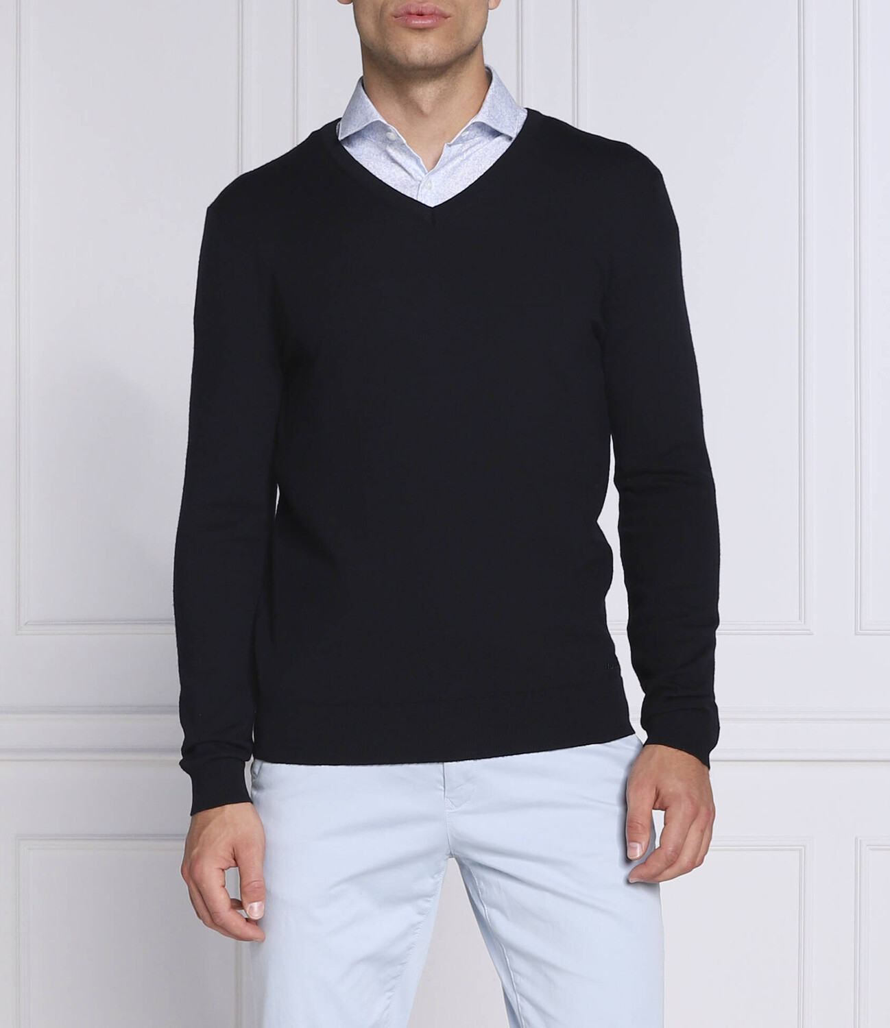 

Свитер из шерсти HUGO san vredo-m slim fit, темно-синий
