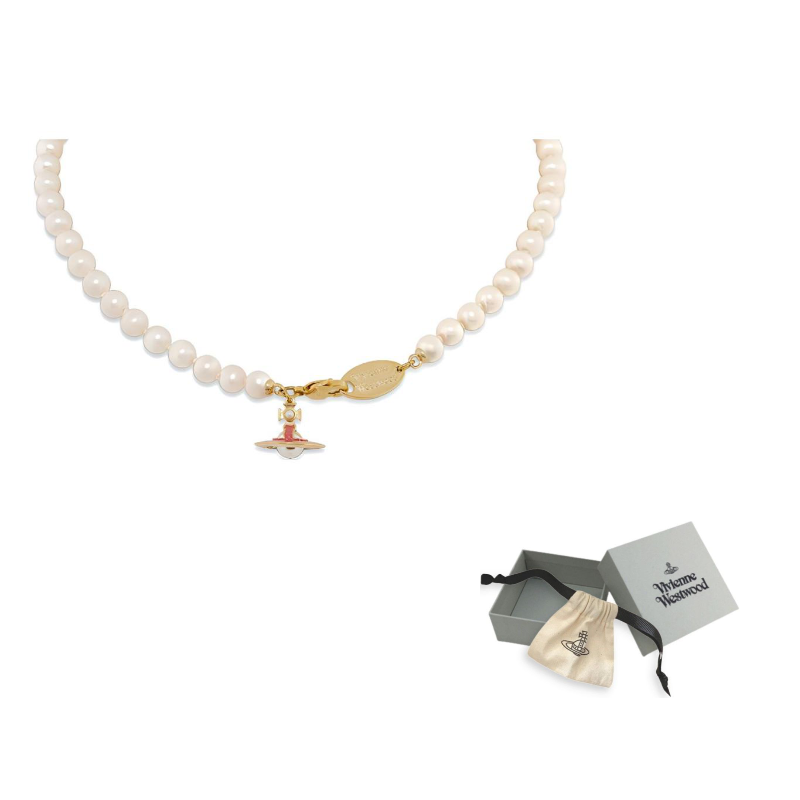 

Vivienne Westwood Латунное, жемчужное, эмалевое ожерелье Unisex Gold